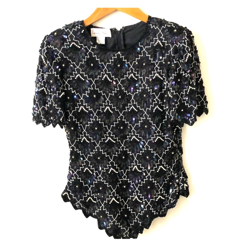 Vintage Silk & Sequin beaded Top New Years